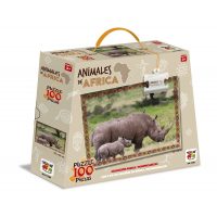 PUZZLE 100 PIEZAS ANIMALES DE AFRICA - RINOCERONTE