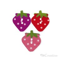 BOTON MADERA PINTADA FRUTILLA 20U (023) CREATIVE