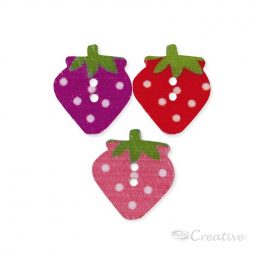 BOTON MADERA PINTADA FRUTILLA 20U (023) CREATIVE