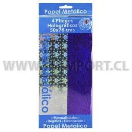 PAPEL HOLO. DISP. 50X76CM 4PL. PLATA-LILA (12-144)