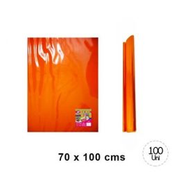 PAPEL CELOFAN 50X70CM X100UN NARANJA