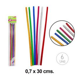 BARRA SILICONA GLITTER 0.7 X 30CM 6 PIEZAS