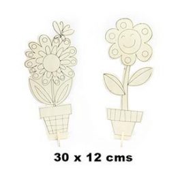MADERA MACETACION FLOR 3 DISENOS 30*12 CM