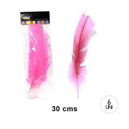 SET X6 PLUMAS 30CMS ROSADO