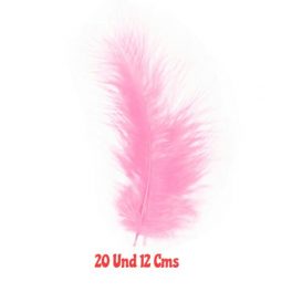 SET 20 PLUMAS 12CMS ROSADO