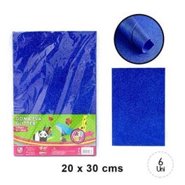 GOMA EVA GLITTER COLOR AZUL 20 X 30 SET 6 UNID