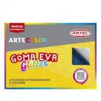 ARTECOLOR GOMA EVA GLITTER CON ADHESIVO 6 PLIEGOS