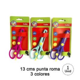 TIJERA 13 CM PUNTA ROMA BICOLOR CON PROTECTOR