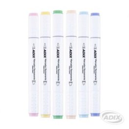 MARCADOR DOBLE PUNTA 6 COLORES PASTEL ADIX