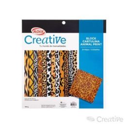 CARTULINA 12 DISENOS ANIMAL PRINT 24U 180G (039) CREATIVE