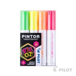 SET MARCADOR PINTOR PERMANENTE MEDIO 4 NEON