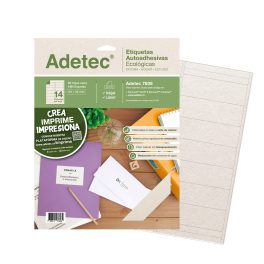 ETIQUETA INJET/LASER ADETEC - CARTA ECOLOGICA 101x34MM 10 HOJAS