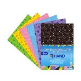 GOMA EVA DISENO GLITTER 6 HJS 20x30cm HAND // 366