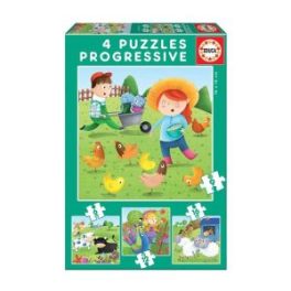 PUZZLES PROGRESIVOS ANIMALES DE LA GRANJA 6+9+12+16 // 17145