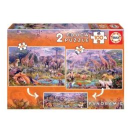 PUZZLE 2x100 PCS 40x28 ANIMALES SALVAJES // 18606