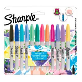 MARCADORES PERMANENTE SHARPIE TROPICAL PUNTA FINA BLISTER 12UN