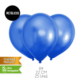 GLOBOS LISOS METALICOS AZUL 25UN