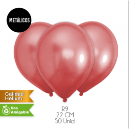 GLOBOS LISOS METALICOS ROJO 50UN