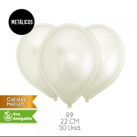 GLOBOS LISOS METALICOS BLANCO 50UN