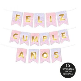 KIT 15 BANDERINES 12 HOJAS STICKERS LETRAS NINO