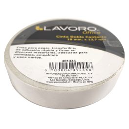CINTA DOBLE CONTACTO 18 MM X 13.7 MT BLANCO LAVORO