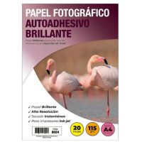 PAPEL FOTOGRAFICO INKJET - A4 AUTOADHESIVO BRILLANTE 115 GR 20 HOJAS