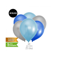 GLOBOS LISOS R9 METALICOS MIX NINO SET25U