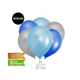 GLOBOS LISOS R9 METALICOS MIX NINO SET25U