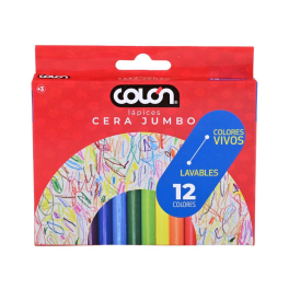 LAPIZ CERA JUMBO 12 COLORES COLON