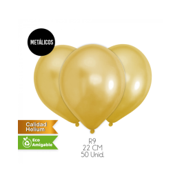 GLOBOS LISOS METALICOS ORO R9 50UN