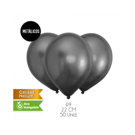 GLOBOS LISOS METALICOS NEGRO 50UN