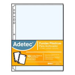 FUNDA ARCHIVADOR RESISTENTE ADETEC - OFICIO BORDE BLANCO 10 UNI FUNDA ARCHIVADOR RESISTENTE ADETEC - OFICIO BORDE BLANCO 10 UNI