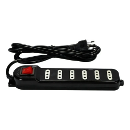 Alargador Corriente Zapatilla Enchufe Múltiple 6 Tomas Sec Macrotel ME-070B Color Negro