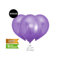 GLOBOS LISOS METALICOS R9 22CM MORADO SET50U /100