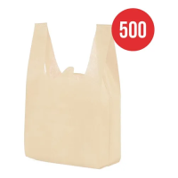 500 Bolsas Tnt Ecologica 60x35 Reciclable Beige 40grs