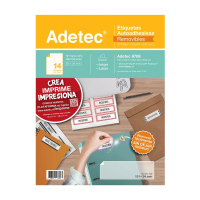 ETIQUETA INKJET/LASER ADETEC - CARTA REMOVIBLE 101x34 MM 10 HOJAS
