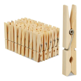 SET DE PERRO DE ROPA MADERA NATURAL 48 UNIDADES