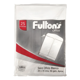 Sobre Saco Oficio 25x35 Cm Fultons 25 Unidades Blanco Sobre Saco Oficio 25x35 Cm Fultons 25 Unidades Blanco