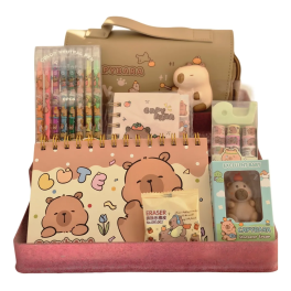 Set De Papeleria Capybara Con Estuche Kawaii