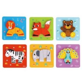 SET DE 6 PUZZLES ENCAJE LOS ANIMALES(1-12)