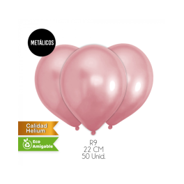 GLOBOS LISOS METALICOS ROSE GOLD 50UN