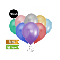 GLOBOS LISOS METALICOS MIX COLORES 50UN