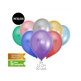 GLOBOS LISOS METALICOS MIX COLORES 50UN