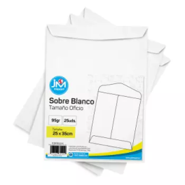 SOBRE BLANCO OFICIO 25X35CM 95GR 25 UND (1-40)