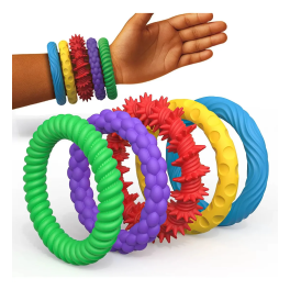 Set De 5 Pulseras Sensoriales Antiestres Con Textura Uso Tea