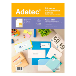 ETIQUETA INKJET/LASER ADETEC - CARTA BLANCA 101x51 MM 50 HOJAS