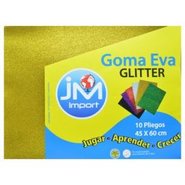 GOMA EVA GLITTER PLIEGO H032 DORADA 45*60 SET 10 UN.