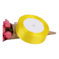 Cinta Genero Satin Tela Raso Decorativa 2,5cm 22mts Color Amarillo