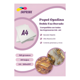 Opalina Lisa Dorada A4 20 Hojas 315gr Imprink Dorado Perlado
