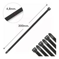 Bolsa 100 Amarras Plásticas 30cm X 4.8mm Negro